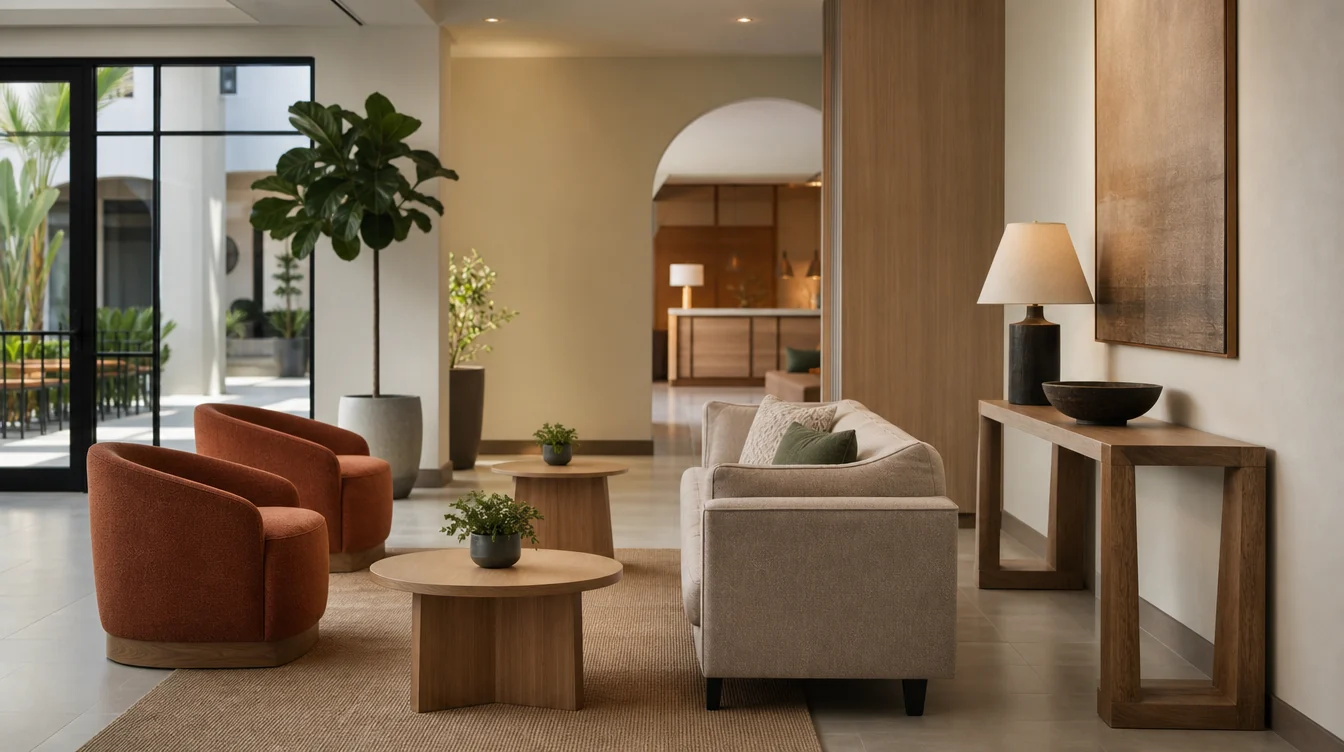 Coordinated lounge chairs, sofa and occasional tables