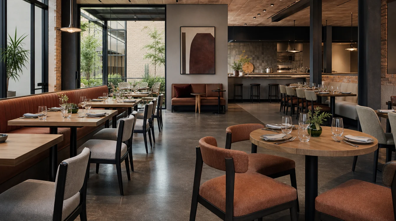 Dining chairs, tables and waiting furniture in a South Carolina restaurant setting.